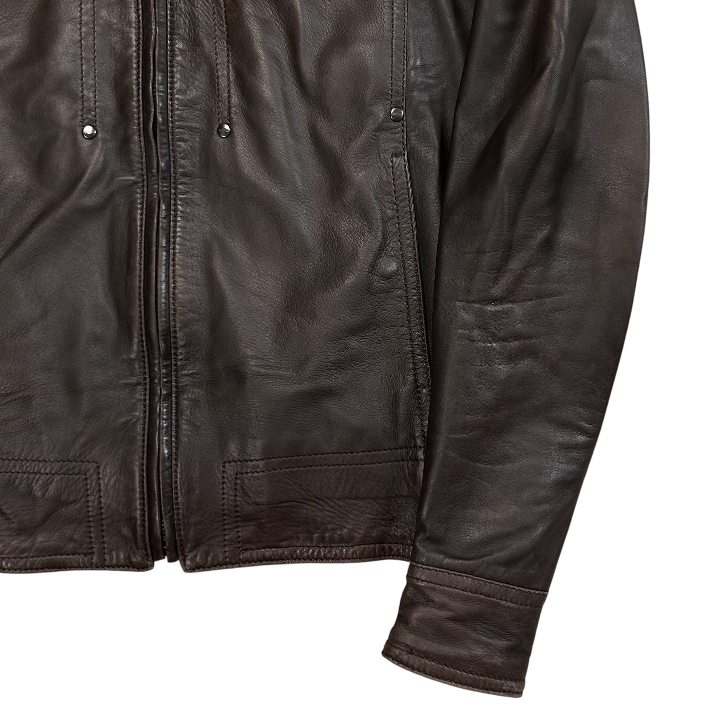 Dirk Bikkembergs Cargo Racer Bomber Leather Jacket