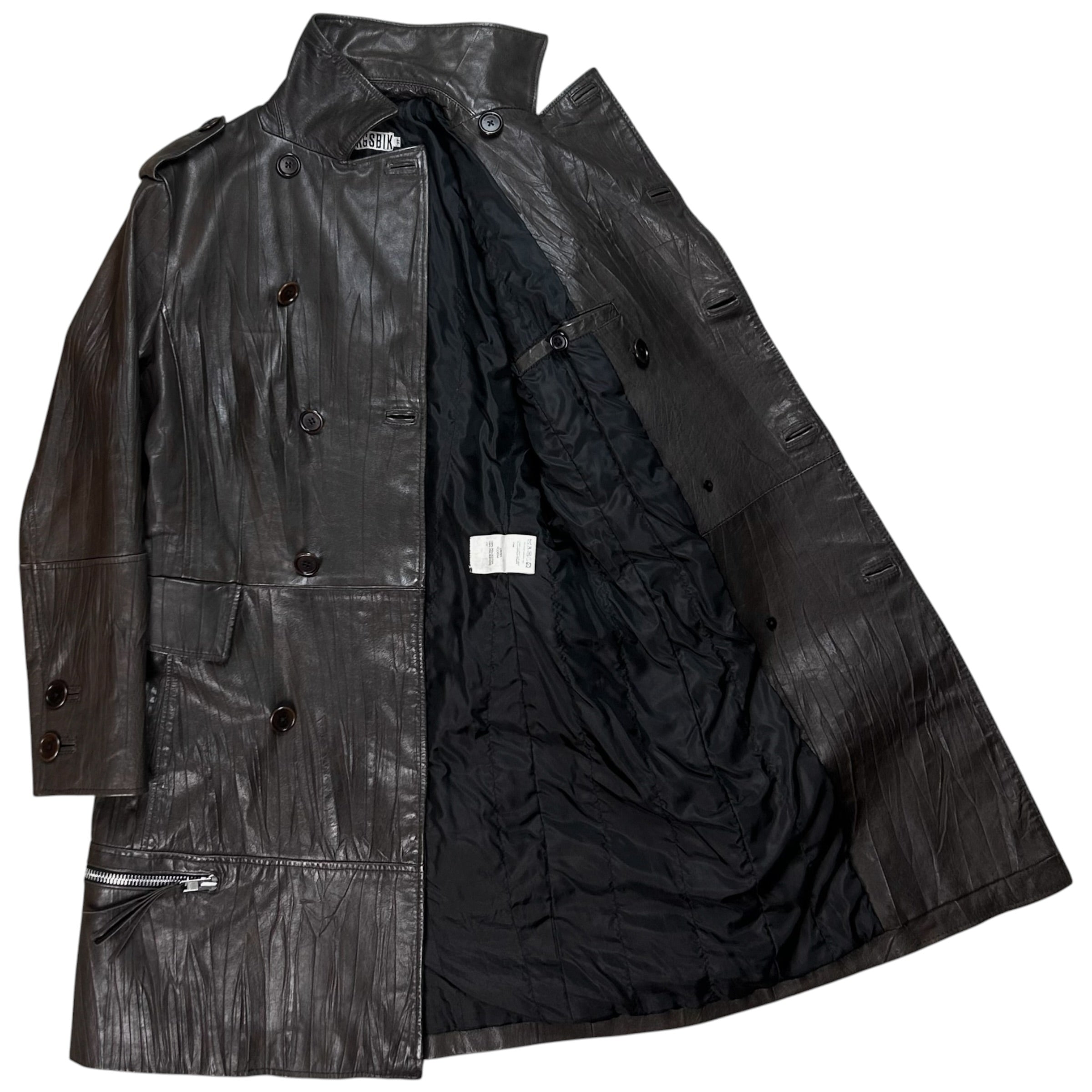 Dirk Bikkembergs Zip Military Leather Coat - AW06 – Vertical Rags