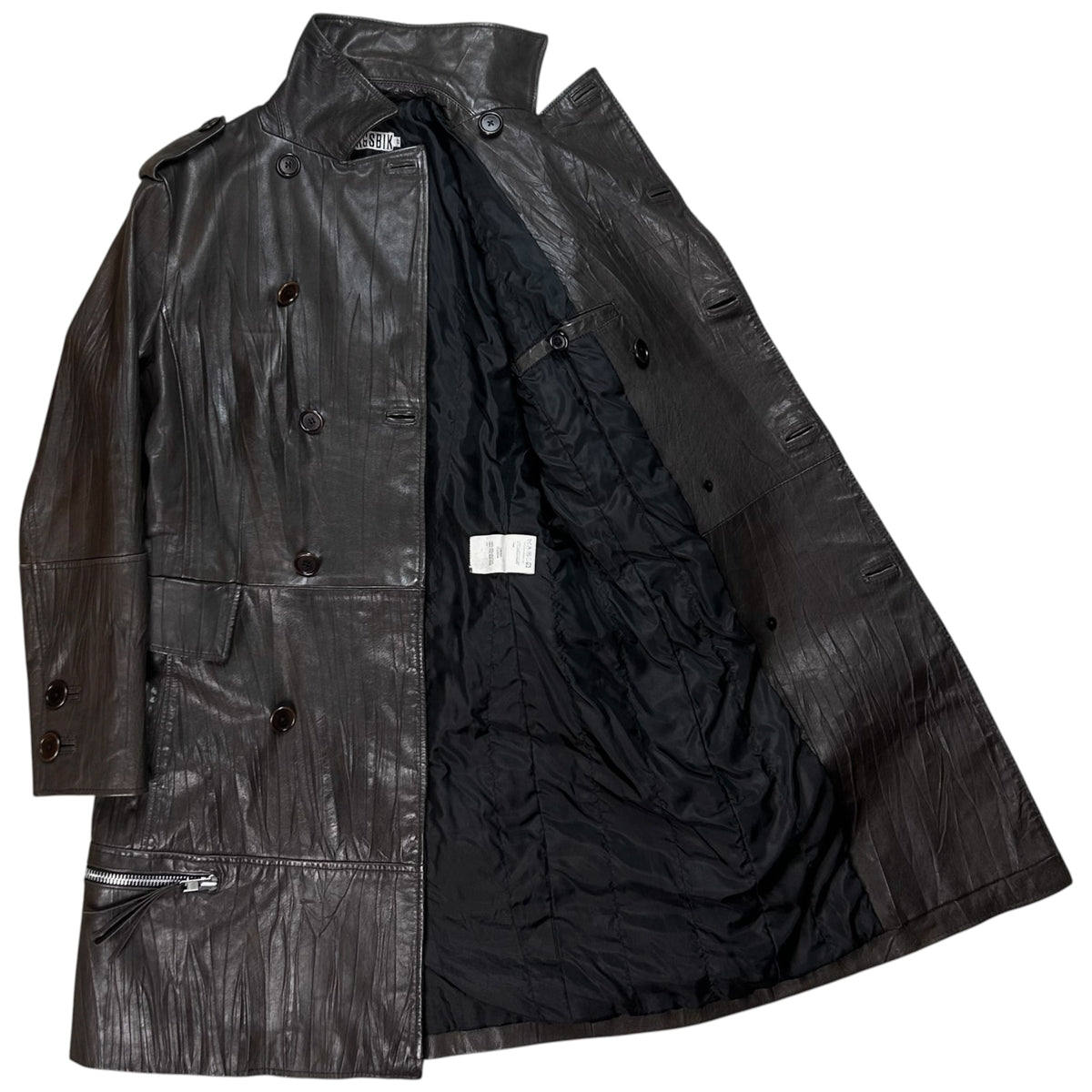 Dirk Bikkembergs Zip Military Leather Coat - AW06