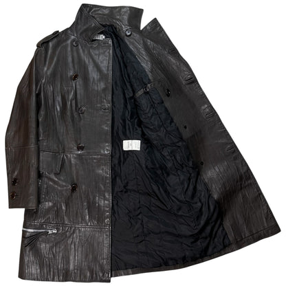 Dirk Bikkembergs Zip Military Leather Coat - AW06