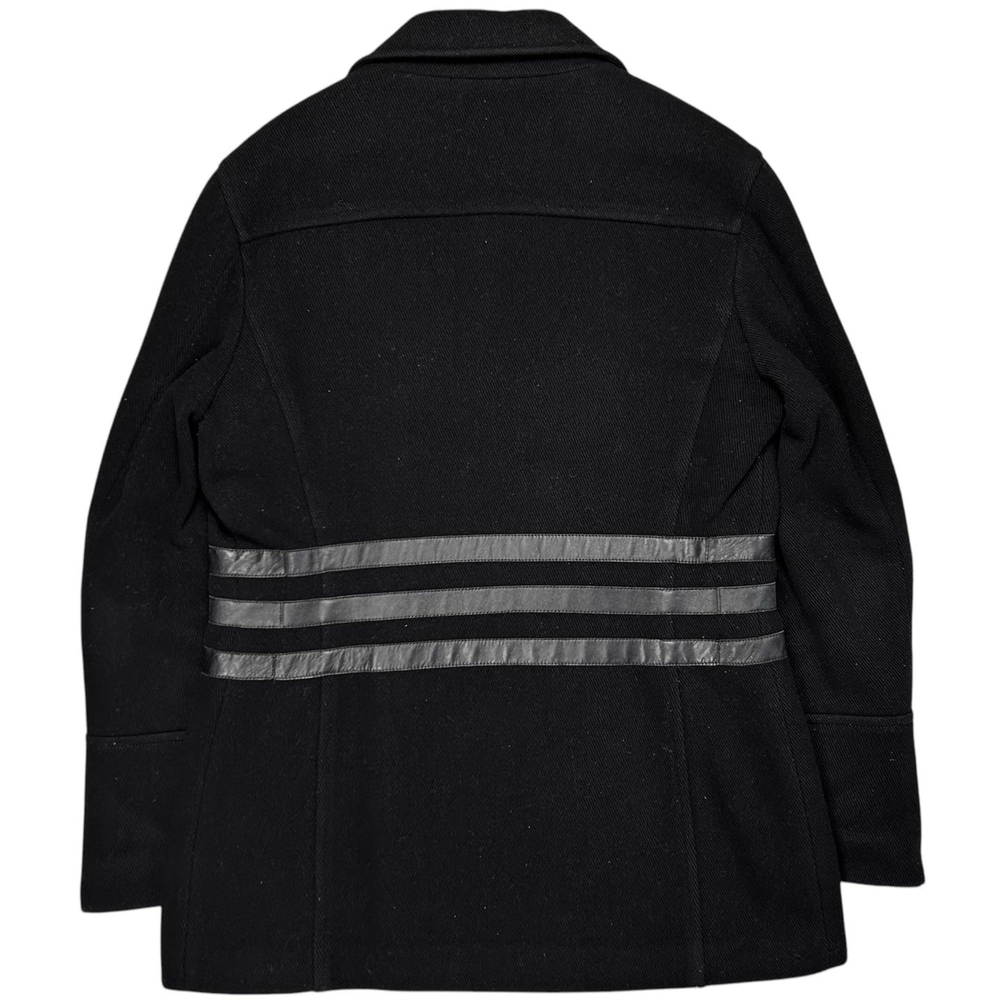 Dirk Bikkembergs Leather Striped Caban Coat