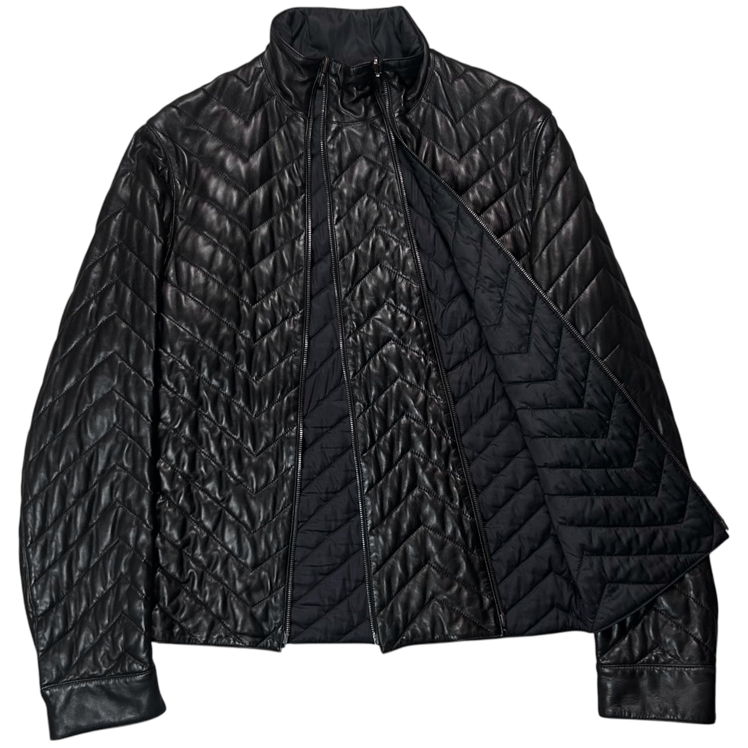 Jil Sander by Raf Simons Quilted Dual Zip Leather Jacket - AW07