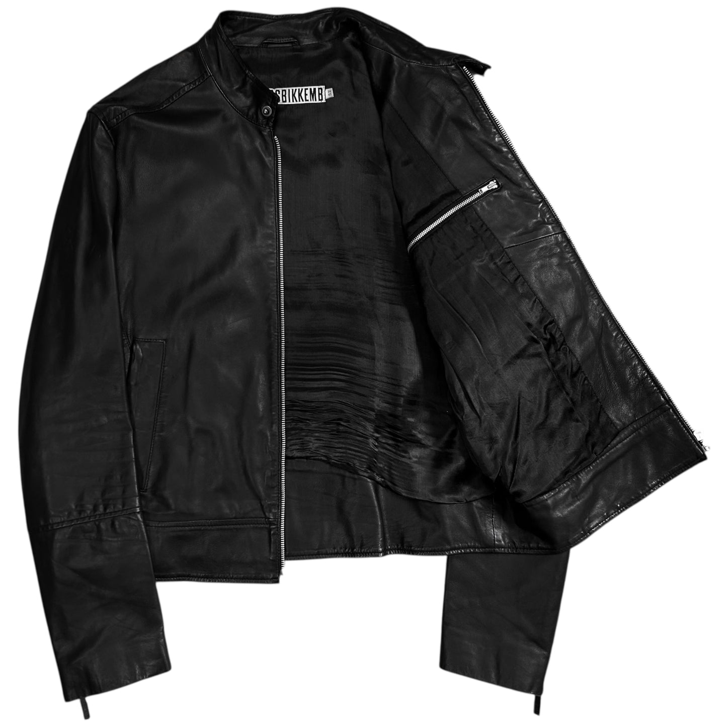Dirk Bikkembergs Logo Patch Leather Cafe Jacket