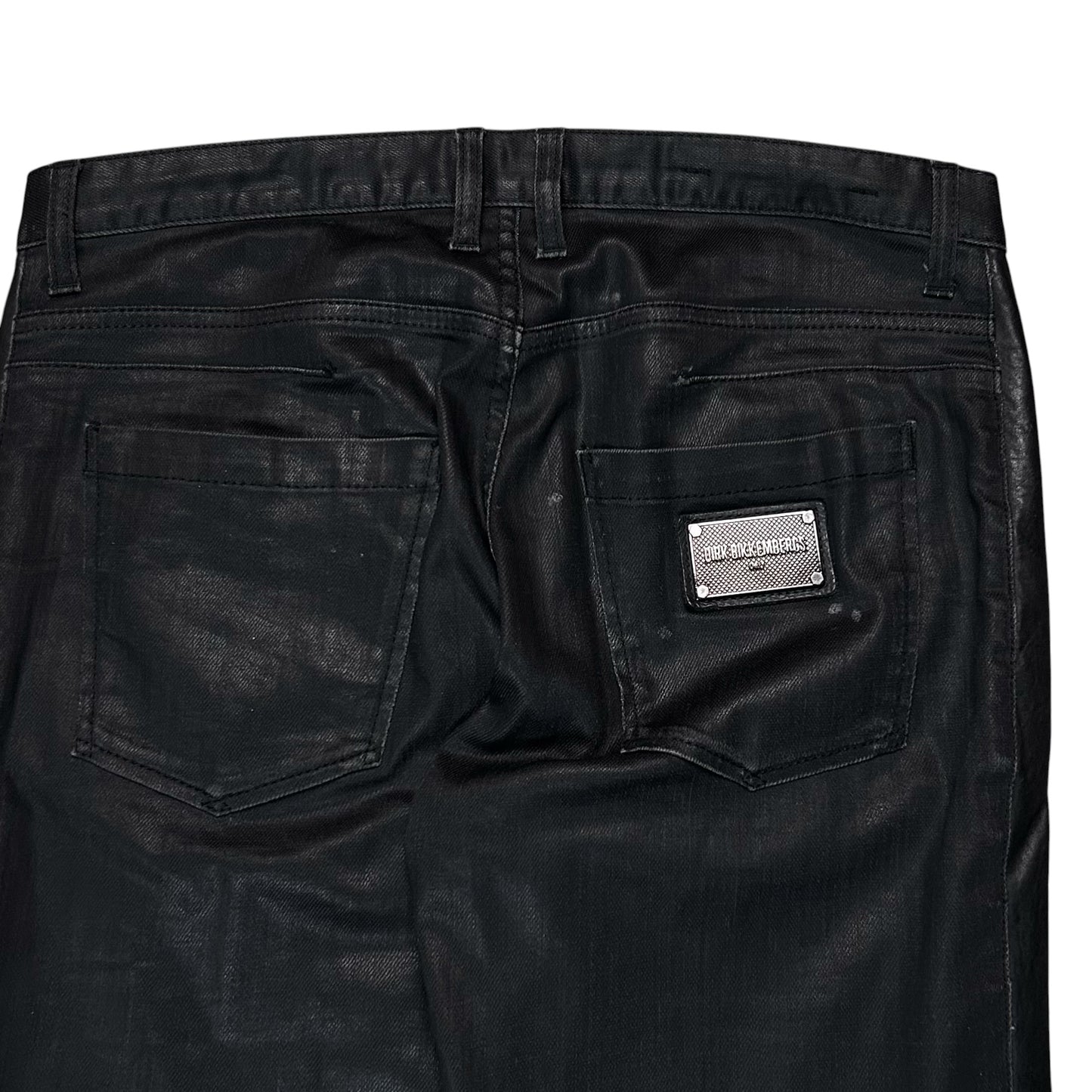Dirk Bikkembergs Faux Leather Panel Waxed Jeans - SS12