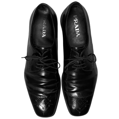 Prada Perforated Square Toe Derbies