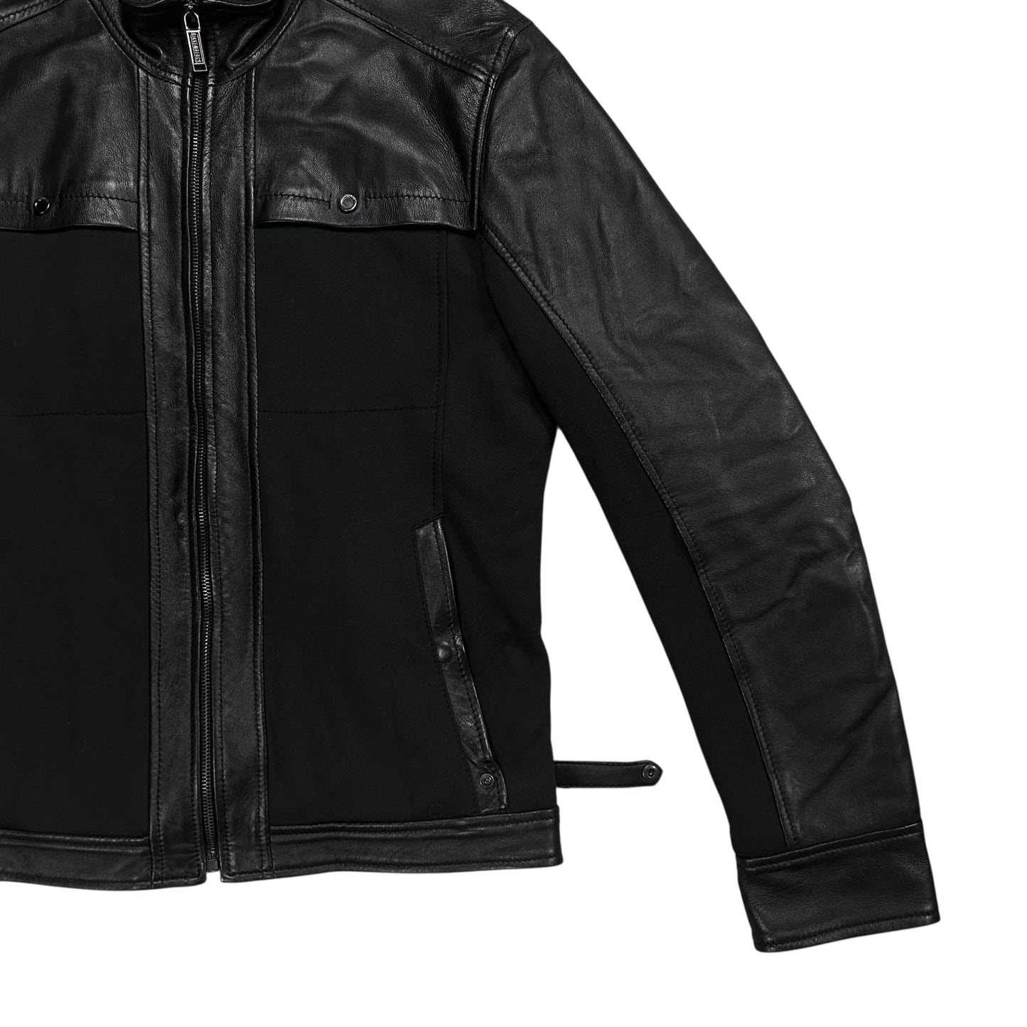 Dirk Bikkembergs Dual Fabric Moto Leather Jacket