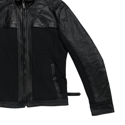 Dirk Bikkembergs Dual Fabric Moto Leather Jacket
