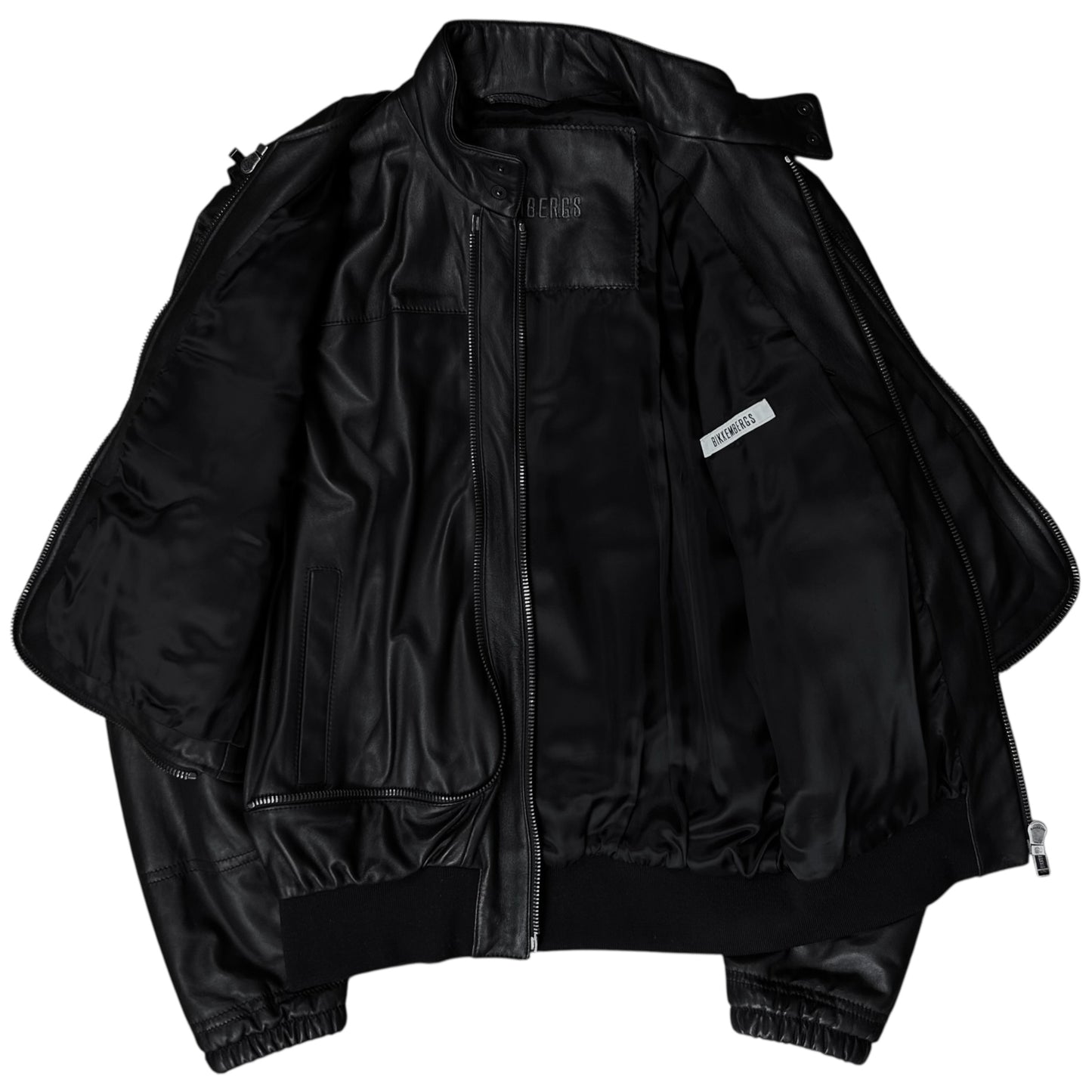 Dirk Bikkembergs Double Layered Zip Bomber Leather Jacket