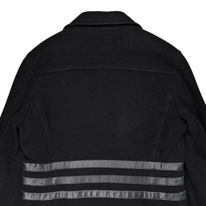 Dirk Bikkembergs Leather Striped Caban Coat