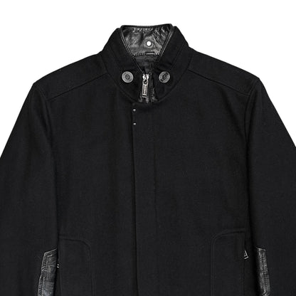 Dirk Bikkembergs Leather Patched Zip Biker Wool Jacket