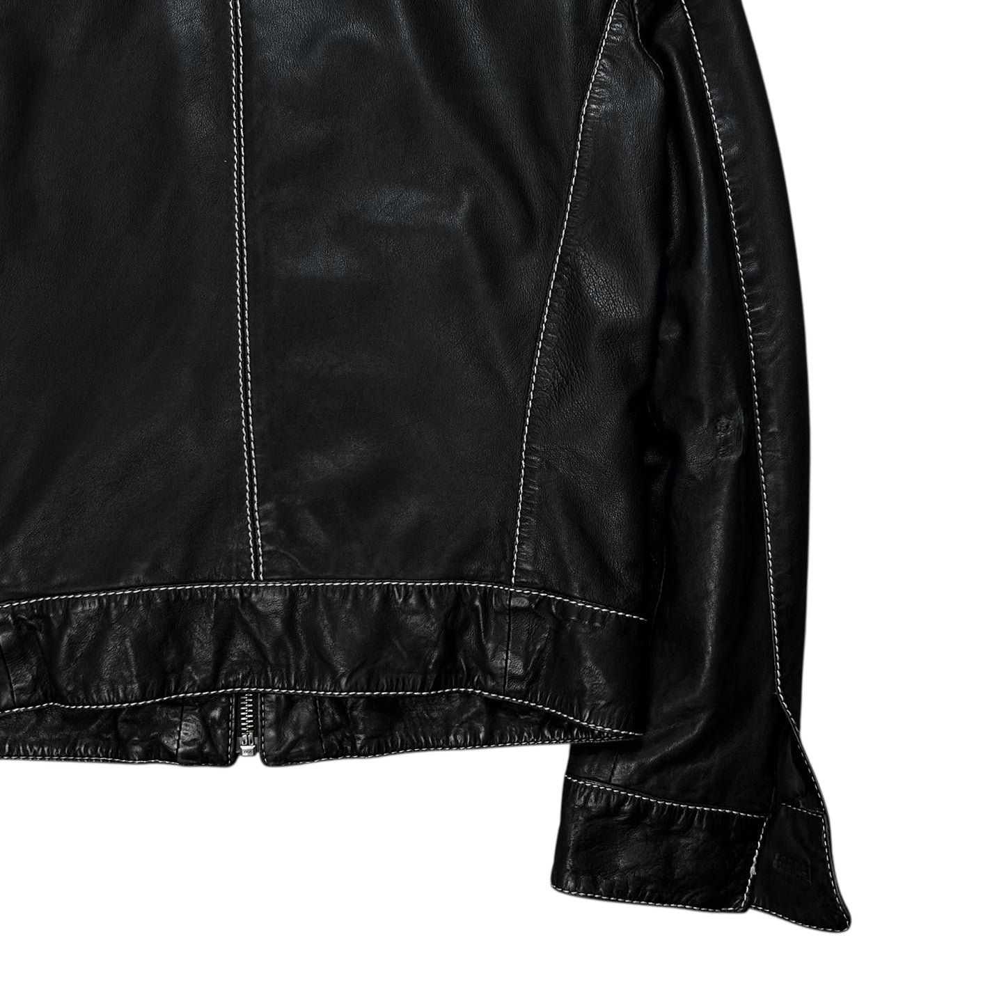 Dirk Bikkembergs Contrast Stitch Sheep Leather Jacket