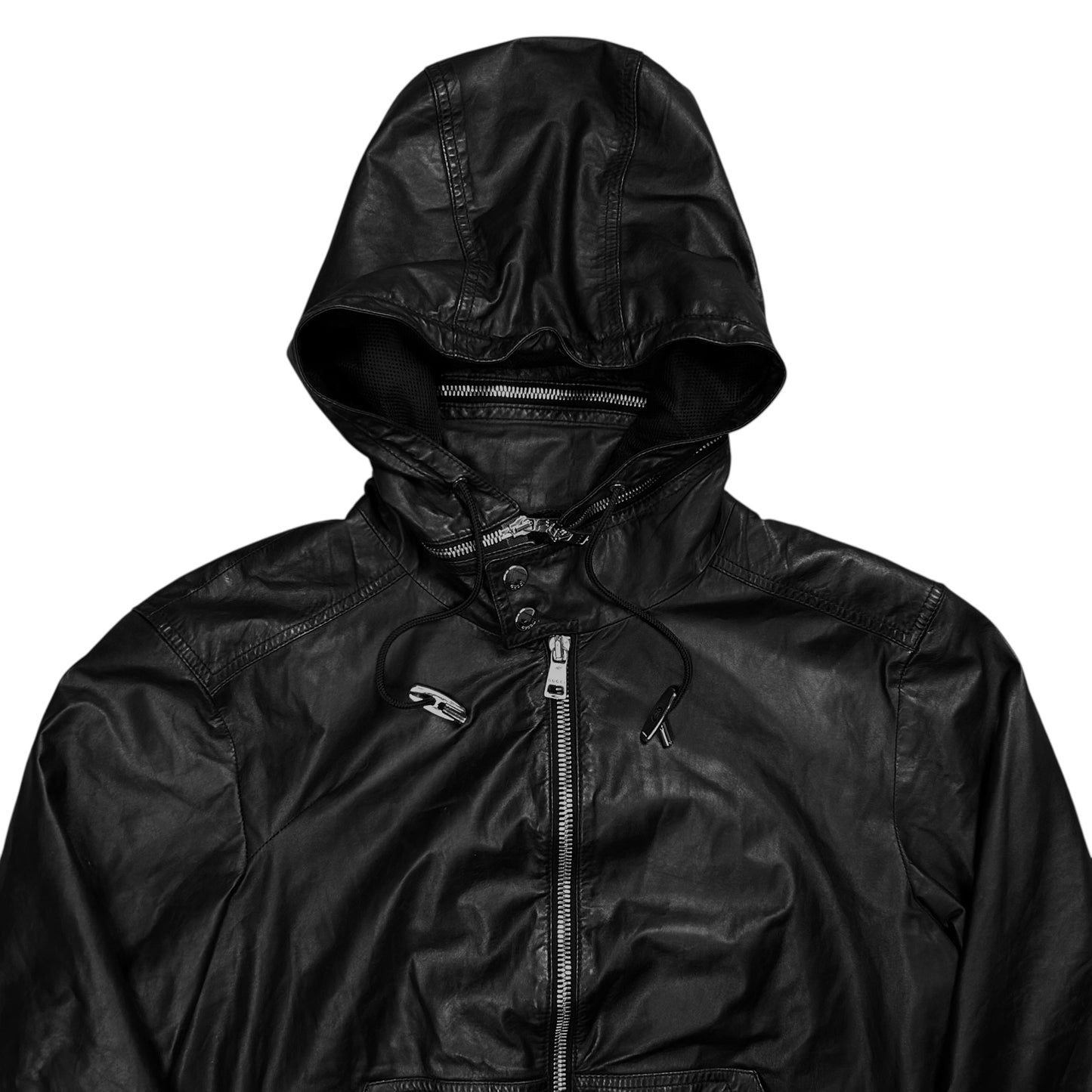 Gucci by Tom Ford Zip Hood Leather Jacket