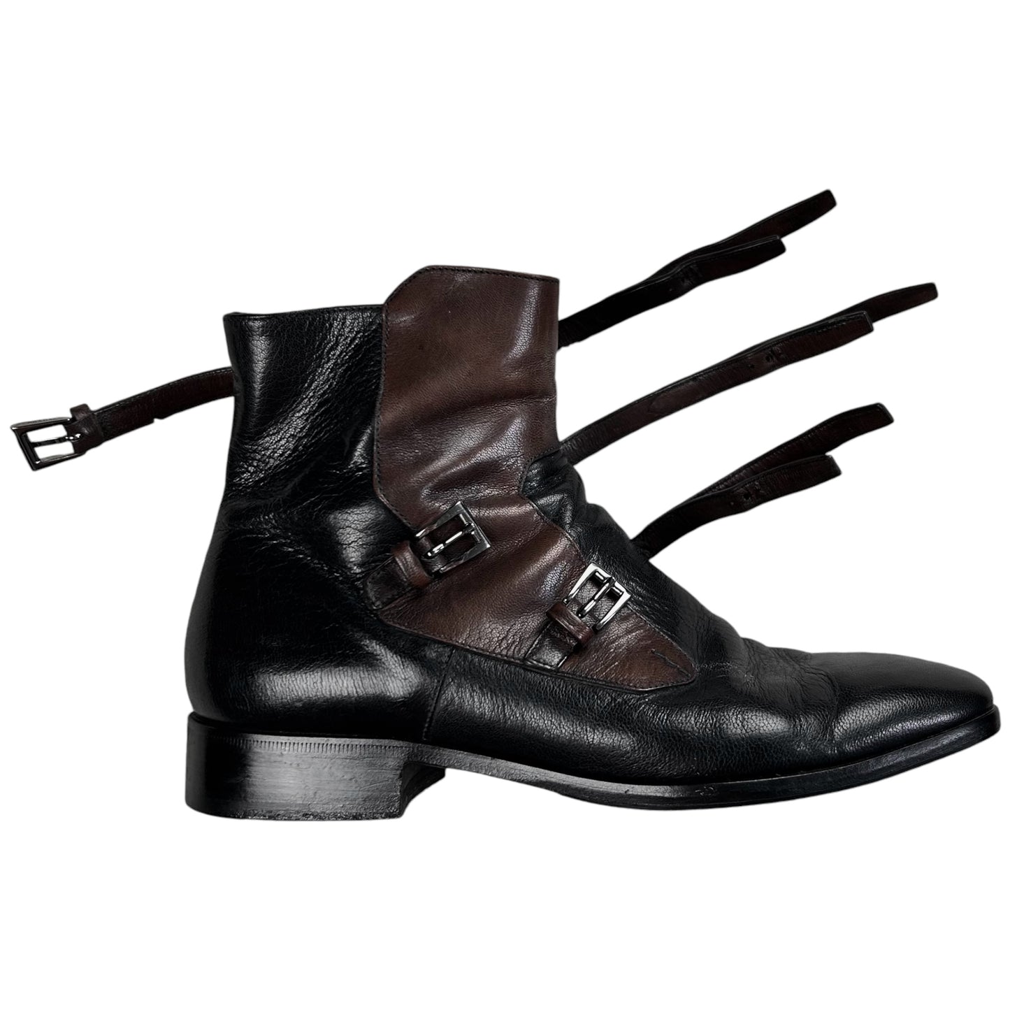 Prada Belted Two Tone Square Boots