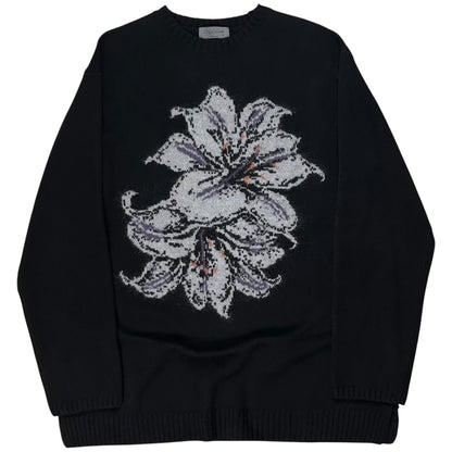 Yohji Yamamoto Pour Homme Flower Intarsia Knit Sweater - AW22
