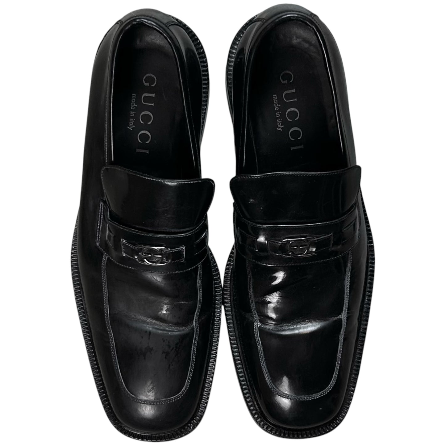 Gucci by Tom Ford Contrast Stitch Metal Logo Penny Loafers - AW96