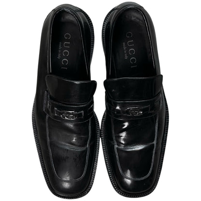 Gucci by Tom Ford Contrast Stitch Metal Logo Penny Loafers - AW96