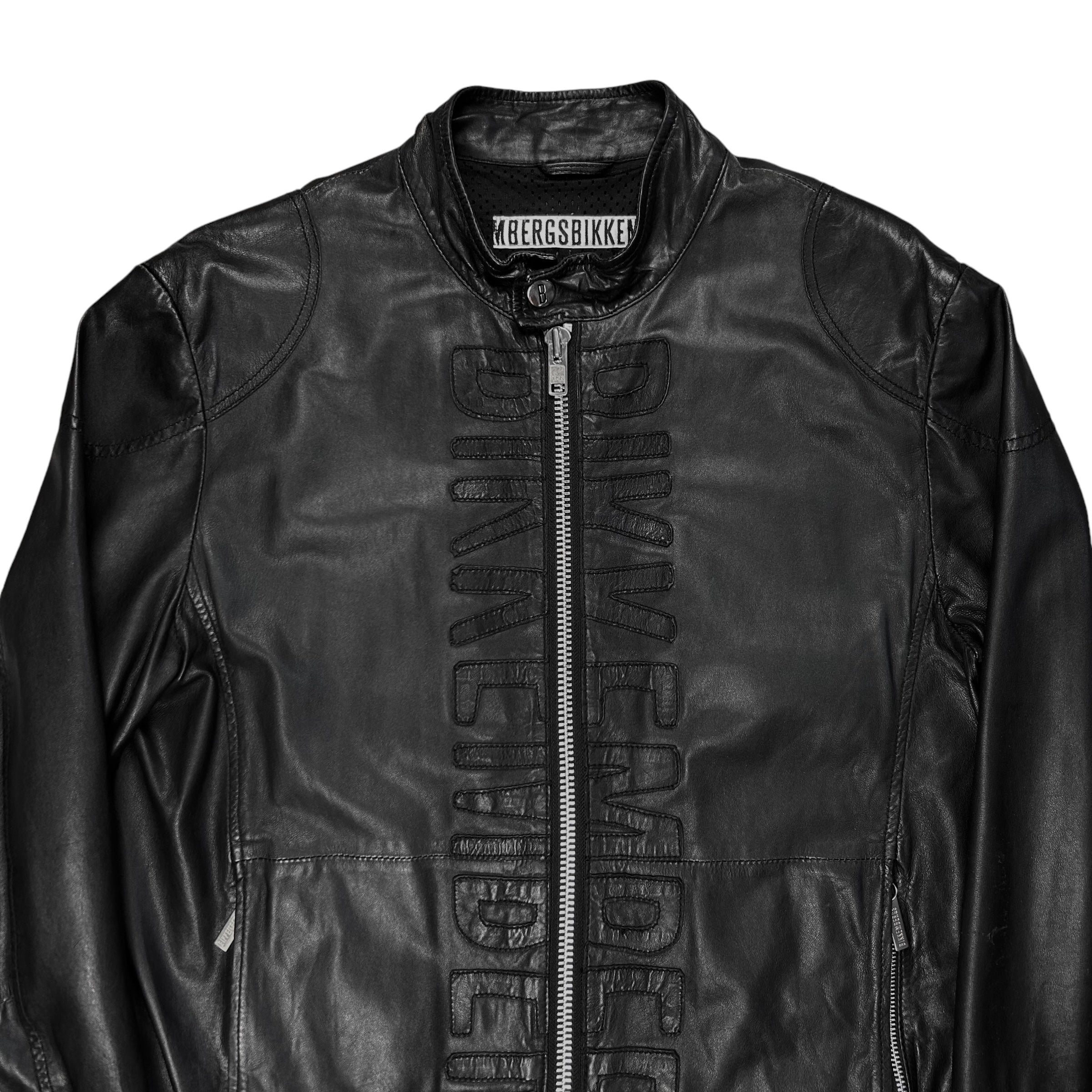 Dirk Bikkembergs Logo Patched Racer Leather Jacket – Vertical Rags