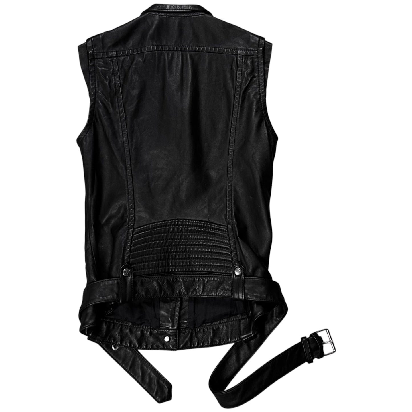Balmain by Olivier Rousteing Belted Biker Leather Vest - SS12