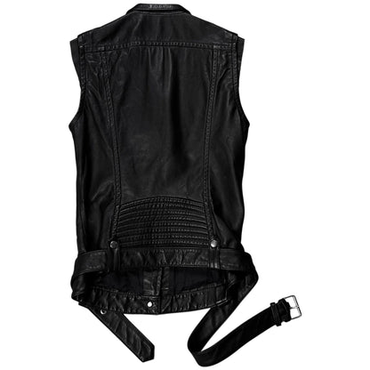 Balmain by Olivier Rousteing Belted Biker Leather Vest - SS12
