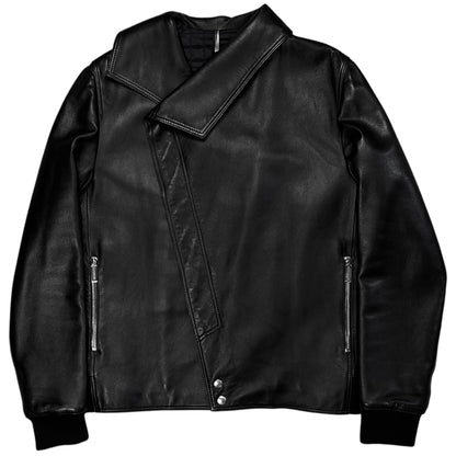 Dior Homme Asymmetric Drape Collar Leather Jacket - AW09