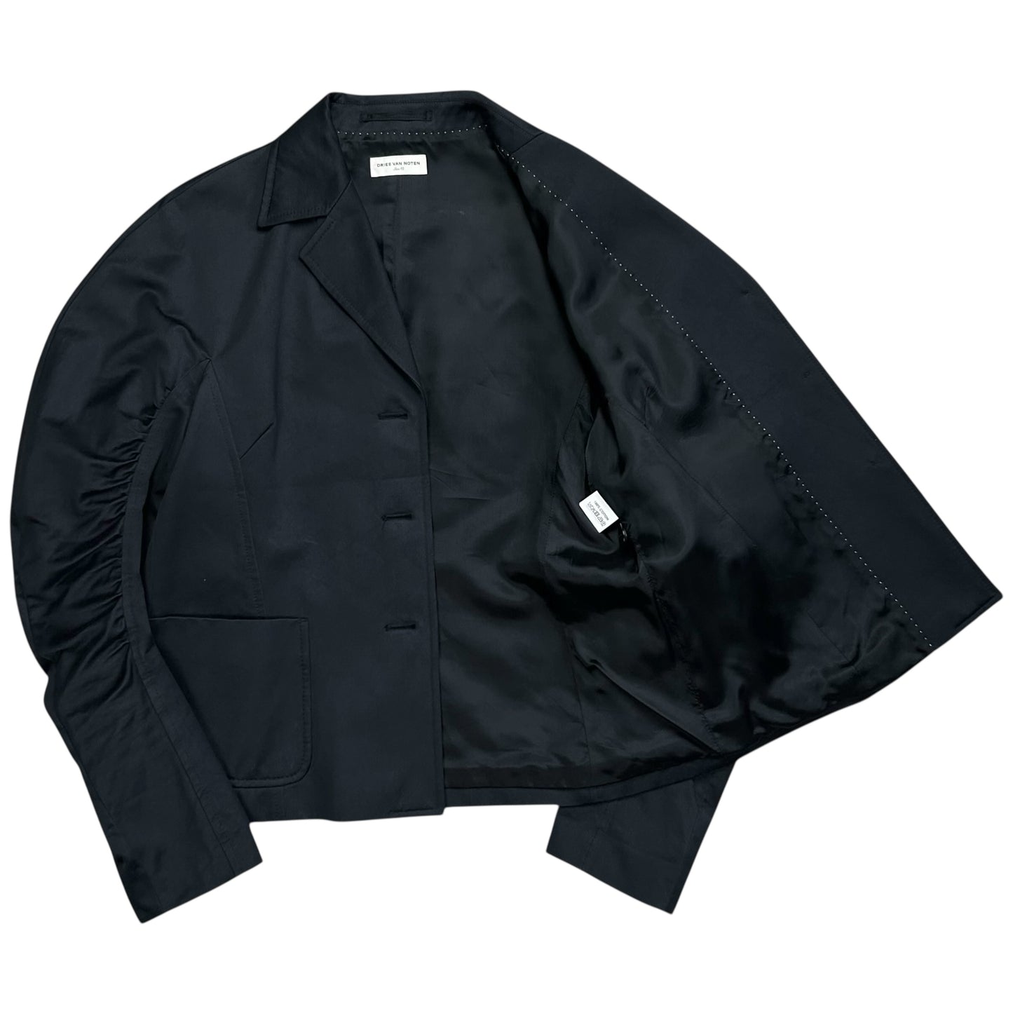 Dries Van Noten Cropped Ruched Sleeve Blazer - AW18