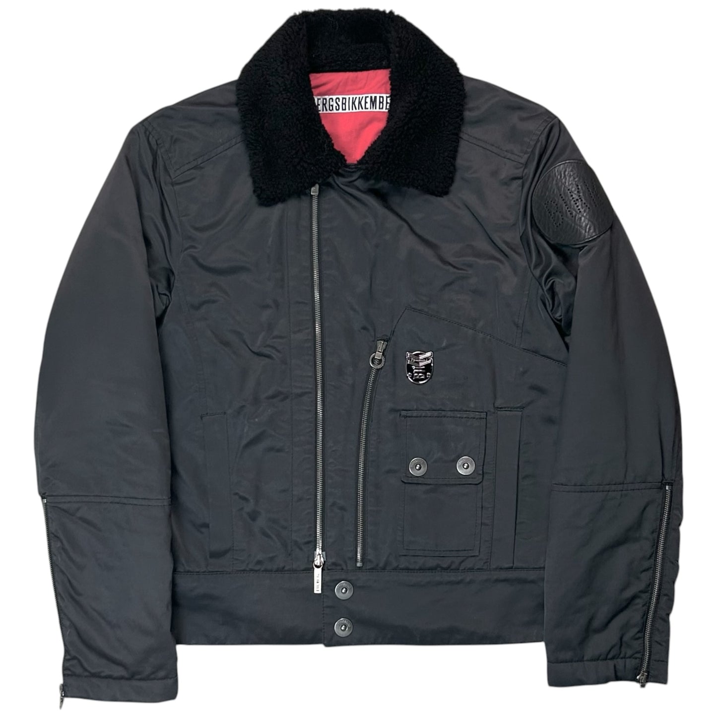 Dirk Bikkembergs Faux Fur Collar Pilot Jacket