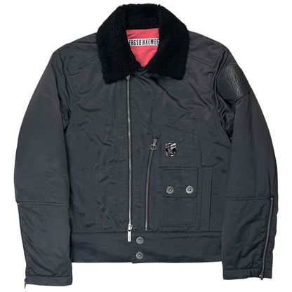 Dirk Bikkembergs Faux Fur Collar Pilot Jacket