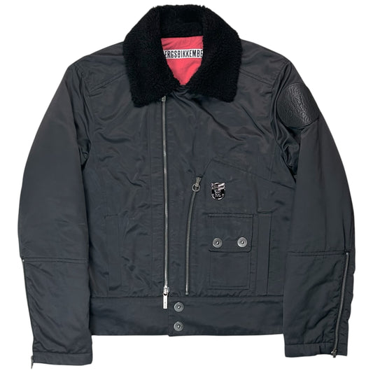 Dirk Bikkembergs Faux Fur Collar Pilot Jacket