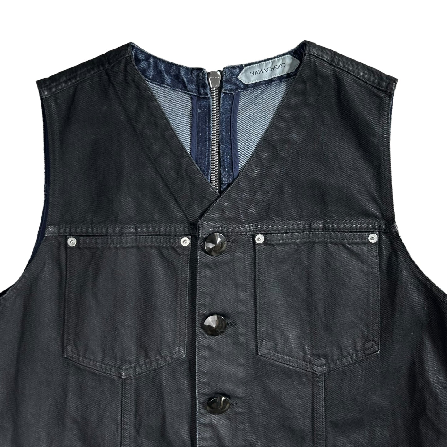 Namacheko Biker Back Zip Denim Vest - AW21