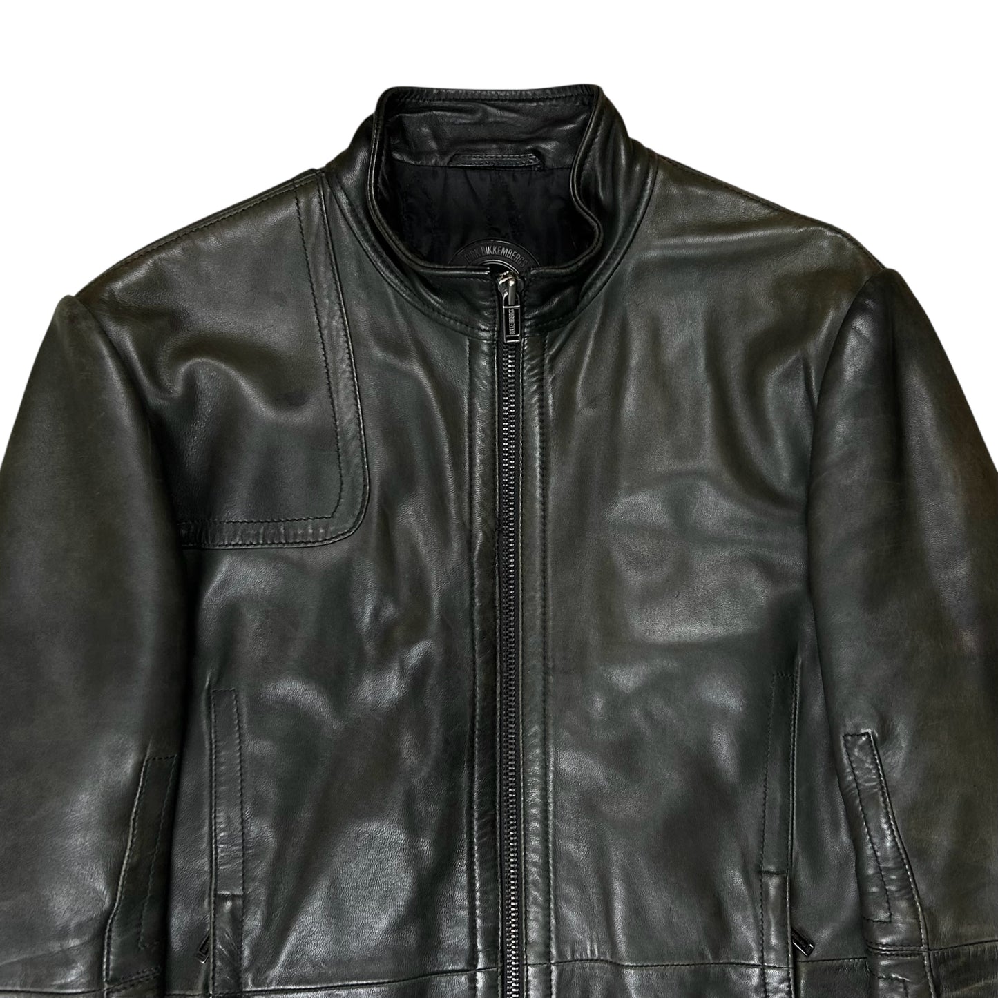 Dirk Bikkembergs Oil Dyed Leather Moto Jacket