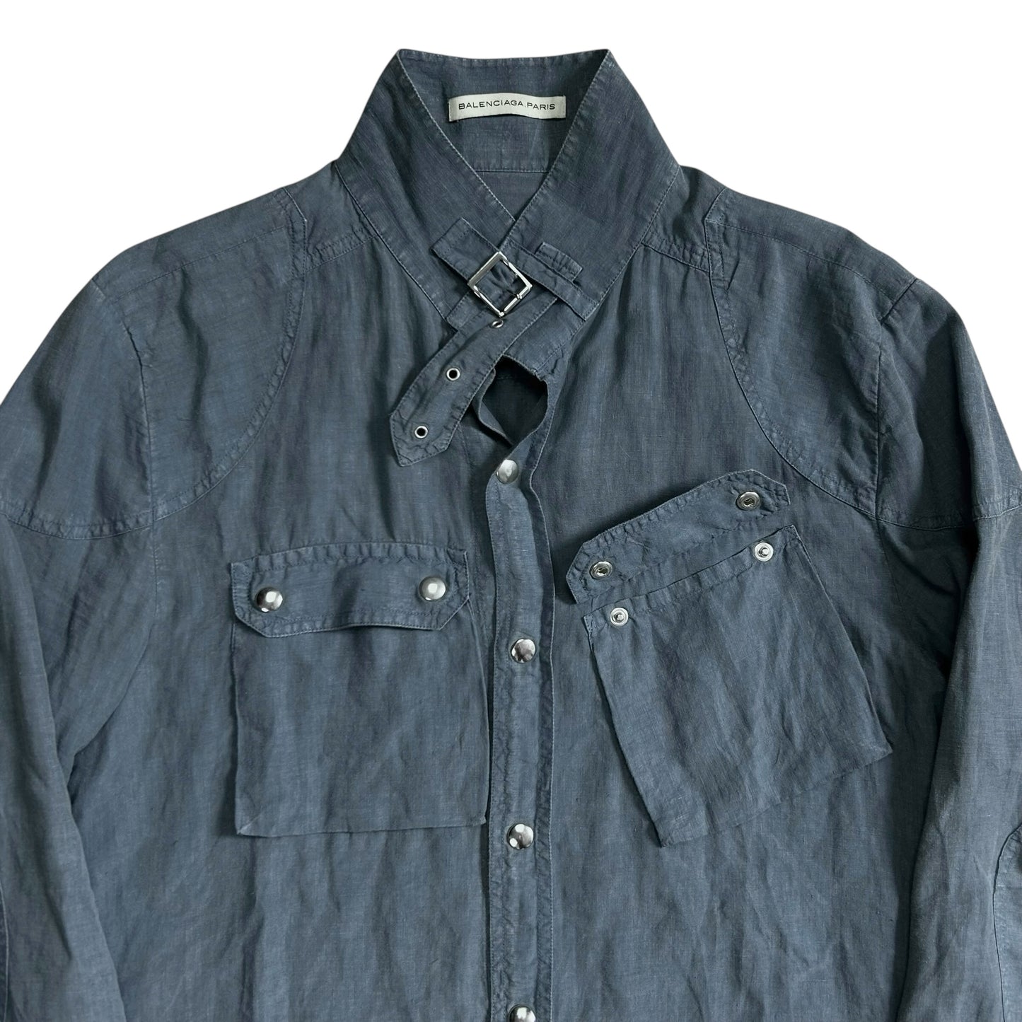 Balenciaga Belt Collar Linen Work  Shirt - SS05
