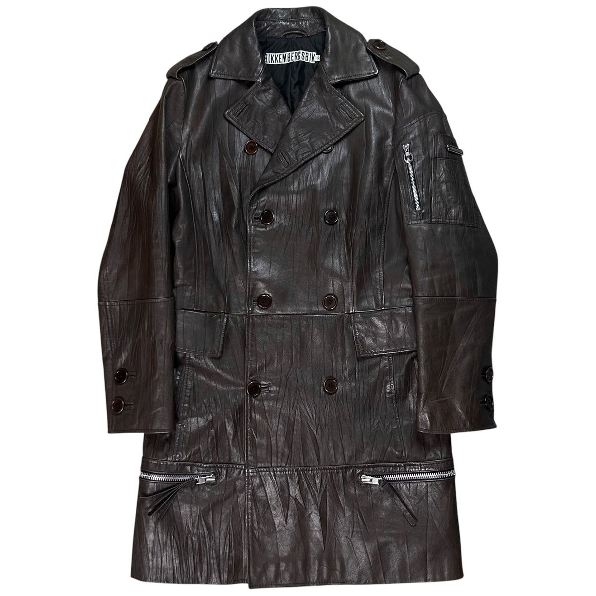 Dirk Bikkembergs Zip Military Leather Coat - AW06
