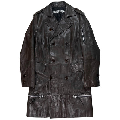 Dirk Bikkembergs Zip Military Leather Coat - AW06