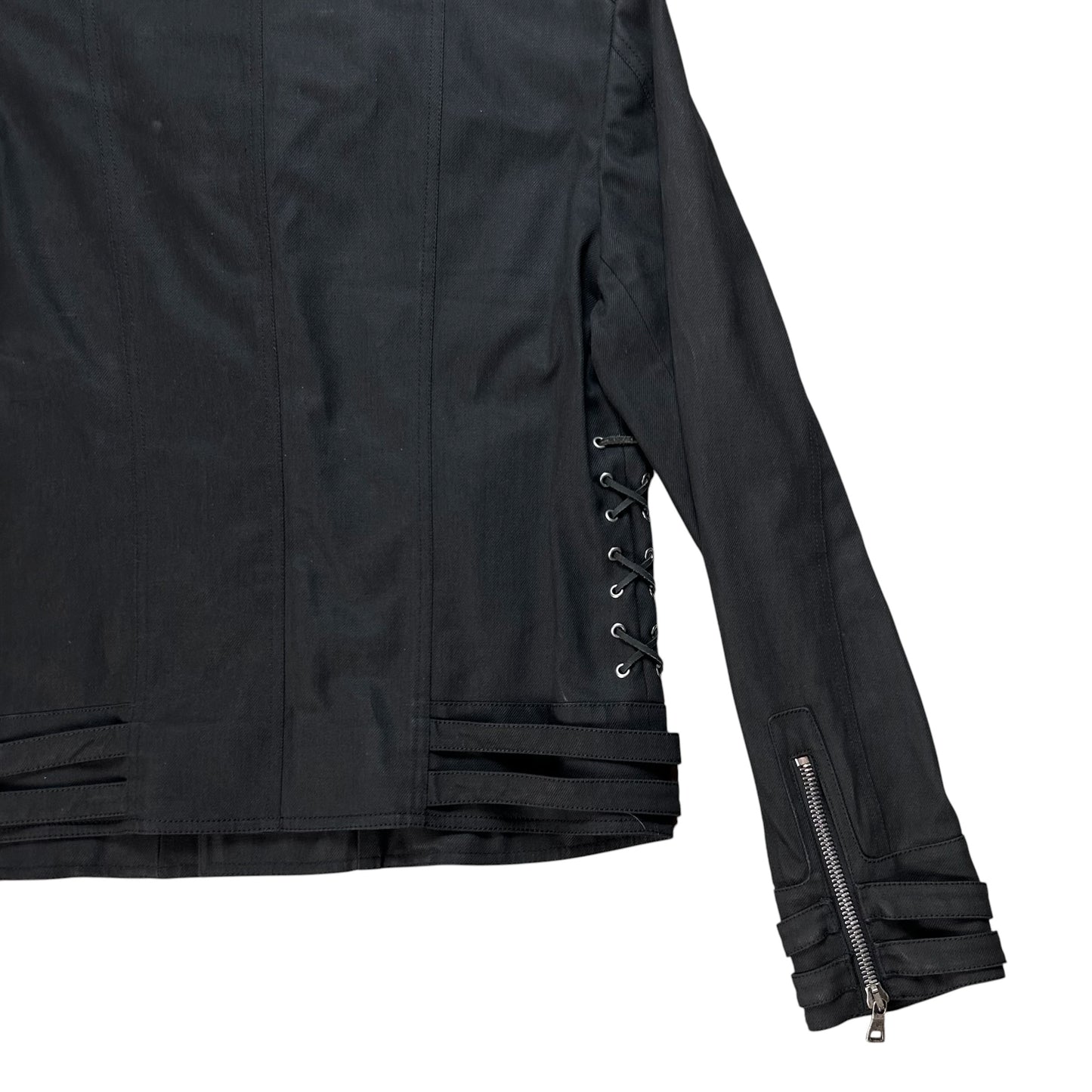 Balmain by Olivier Rousteing Multi Zip Waxed Crest Biker Jacket - SS18