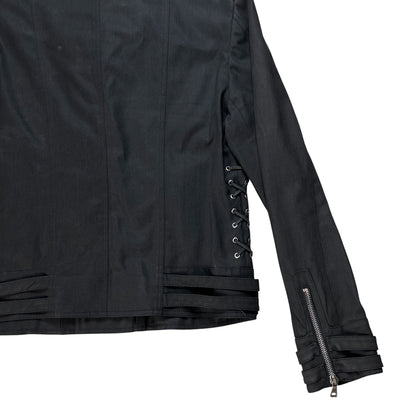 Balmain by Olivier Rousteing Multi Zip Waxed Crest Biker Jacket - SS18