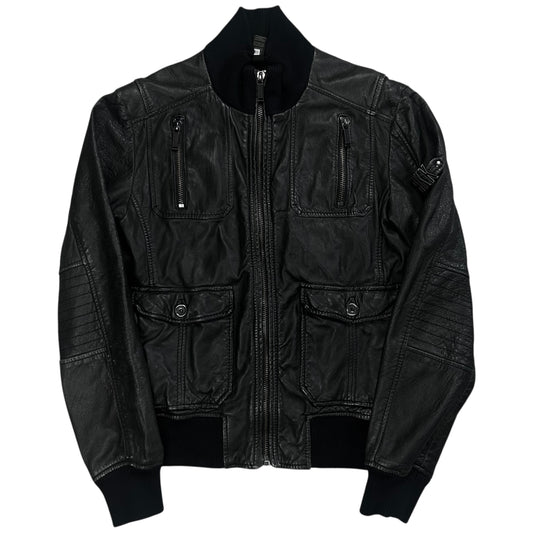 Dirk Bikkembergs Cargo Flight Leather Jacket