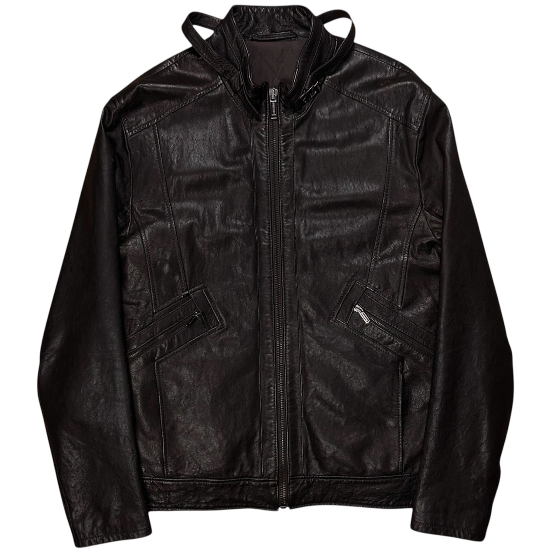 DIRK BIKKEMBERGS 変形ジャケット　sullen archive Dirk Bikkembergs Logo Patched Racer Leather Jacket – Vertical Rags