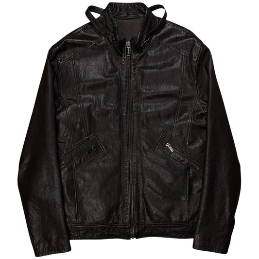 Dirk Bikkembergs Belt Collar Racer Sheep Leather Jacket