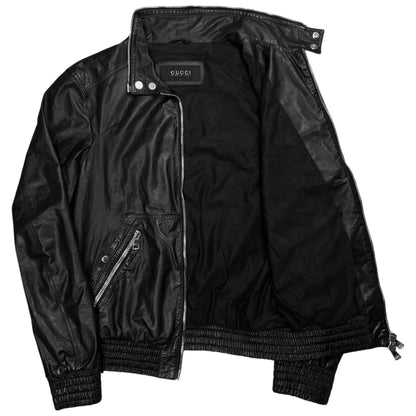 Gucci by Tom Ford Zip Hood Leather Jacket