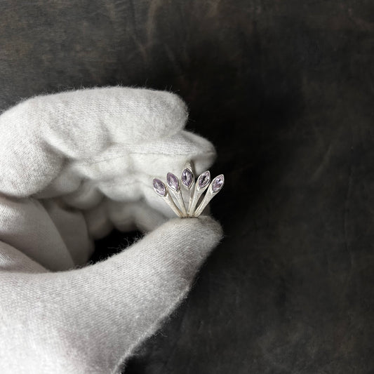 Five Claw Amethyst Stone Ring