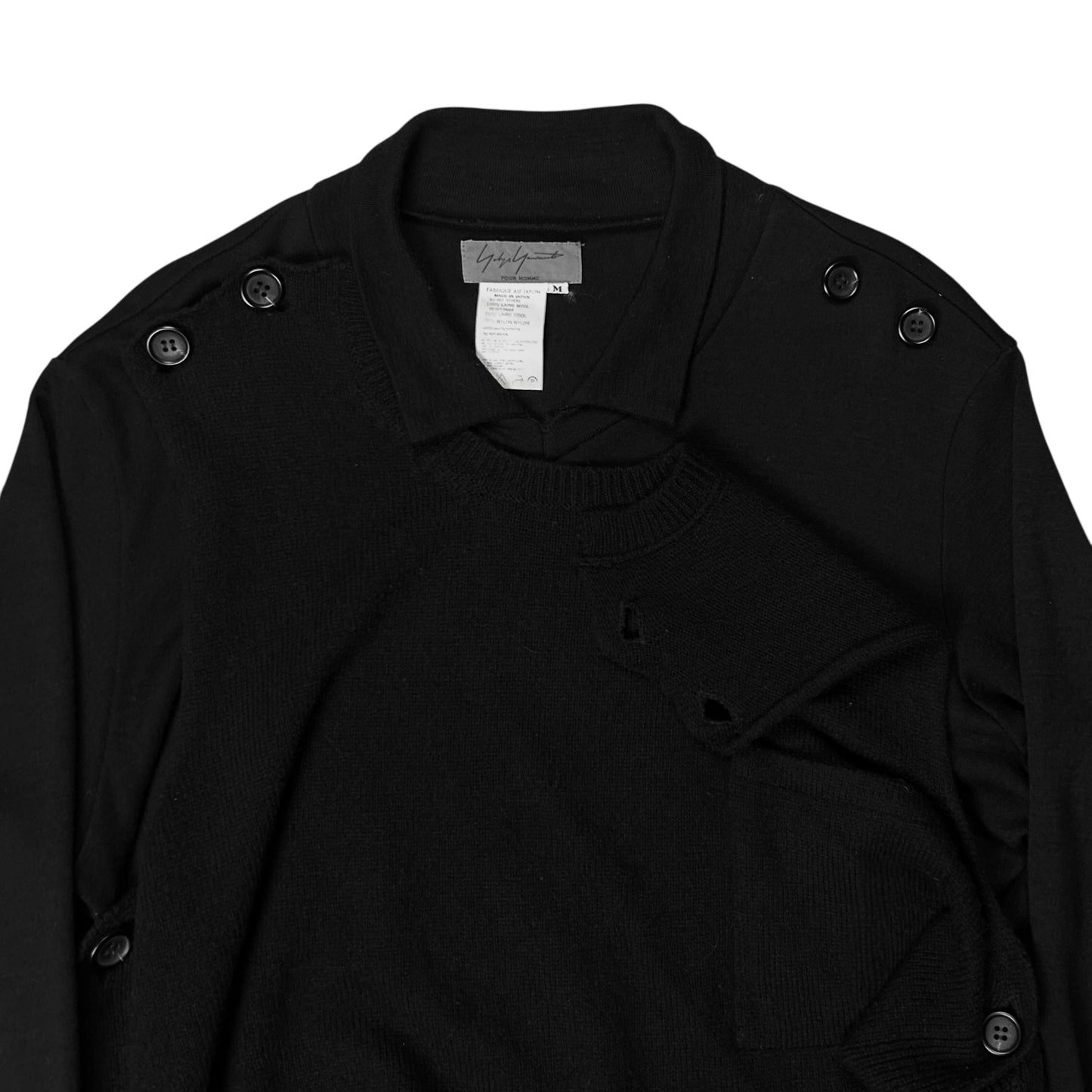 Yohji Yamamoto Pour Homme Deconstructed Button Layer Sweater - AW97
