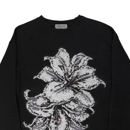 Yohji Yamamoto Pour Homme Flower Intarsia Knit Sweater - AW22