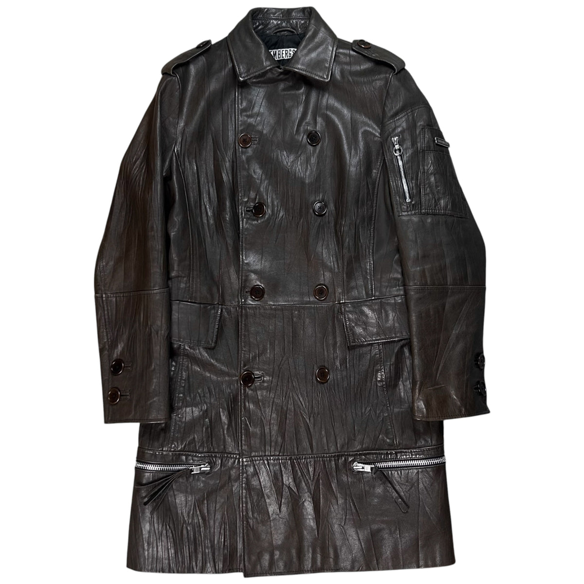 Dirk Bikkembergs Zip Military Leather Coat - AW06