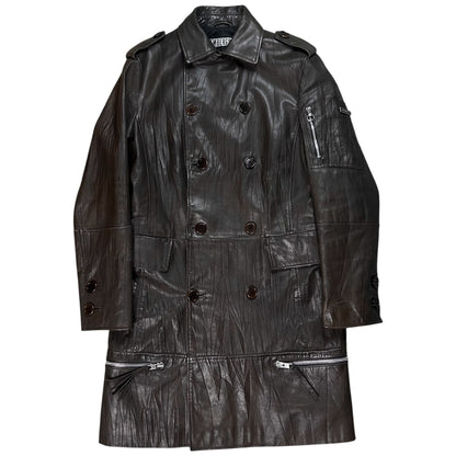 Dirk Bikkembergs Zip Military Leather Coat - AW06
