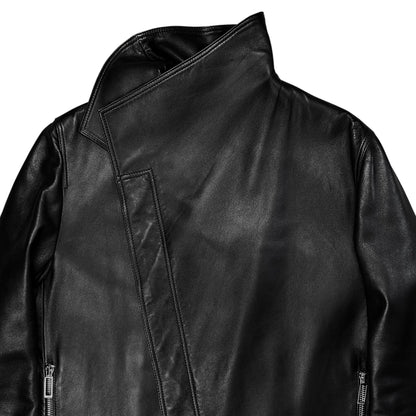 Dior Homme Asymmetric Drape Collar Leather Jacket - AW09