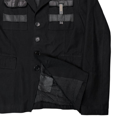 Dirk Bikkembergs Leather Pocket Metal Clip Military Blazer