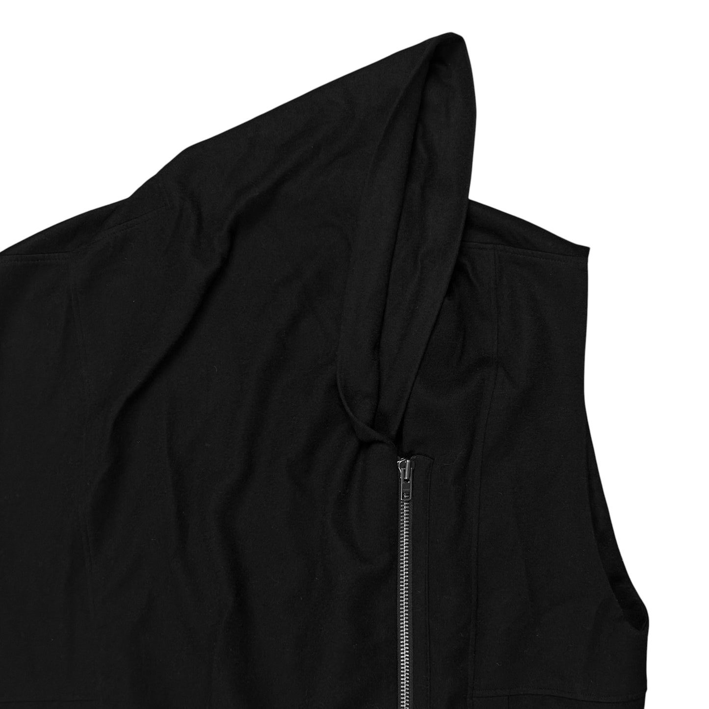 Helmut Lang Asymmetric Zip Drape Collar Wool Vest - AW12
