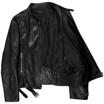 Gucci by Frida Giannini Dual Waist Belt Moto Leather Jacket - AW08