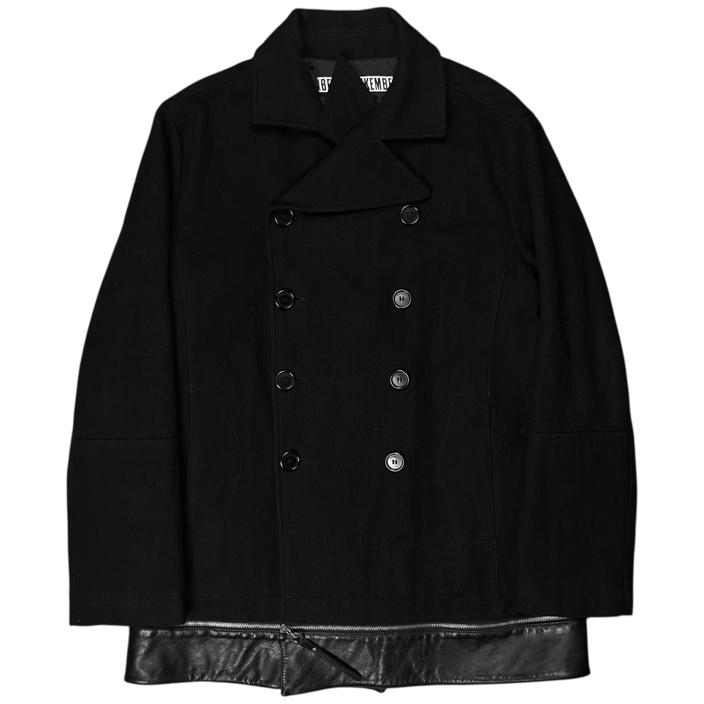 Dirk Bikkembergs Zip Leather Hem Peacoat - AW06