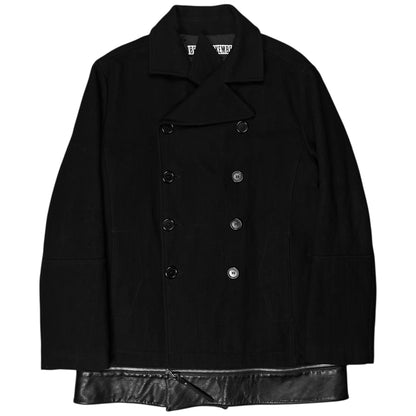 Dirk Bikkembergs Zip Leather Hem Peacoat - AW06